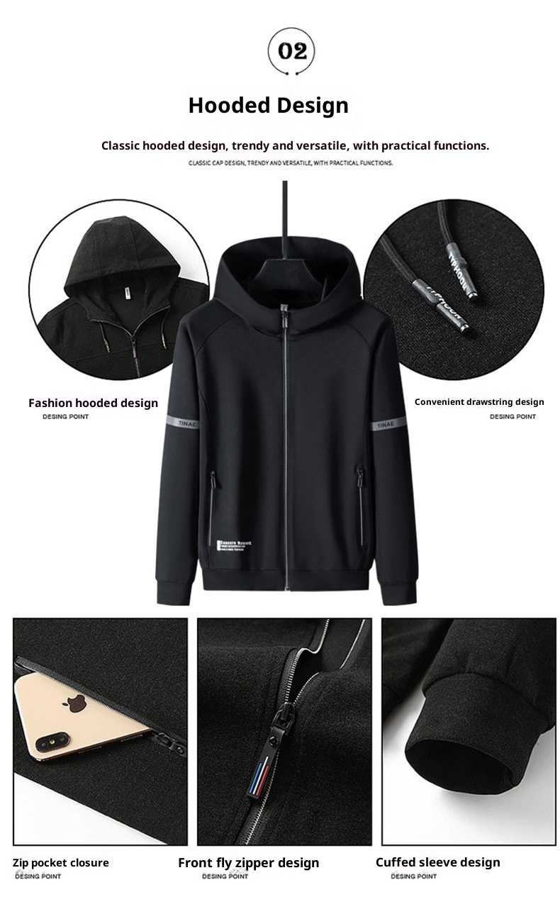 001 Cardigan con cappuccio spesso foderato in pile, di alta qualità, per uomo, autunno inverno, nuovo, casual, sportivo, taglie forti_voghion.com