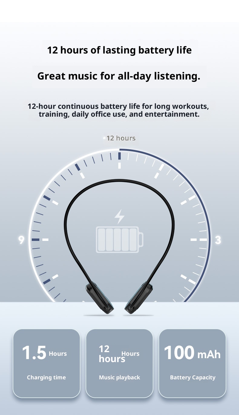 3c Air Conduction Bluetooth Wireless Sports Running Export Neckband Non-In-Ear Long-Wear Comfortable Earphones_voghion.com