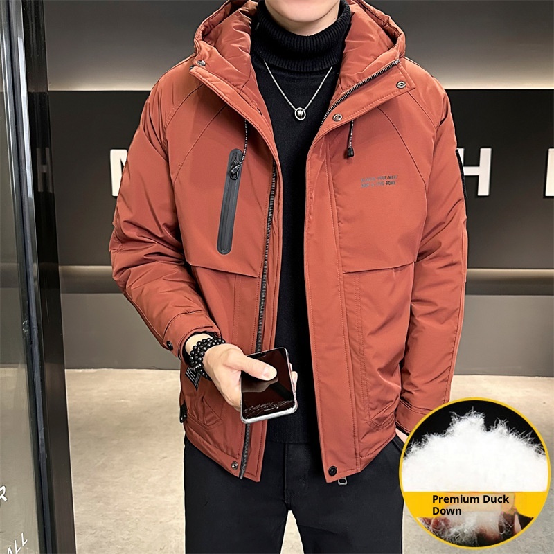Winterdaunenjacke im gleichen Stil für Herren, trendige Marke, attraktive Kapuzenjacke, Arbeitskleidung, dicker, warmer Mantel_voghion.com