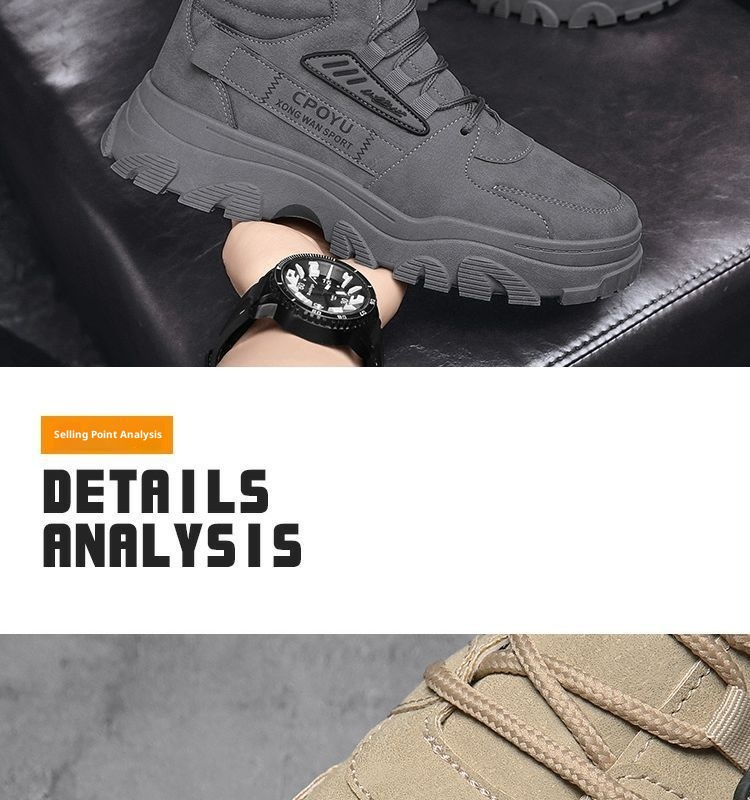 ShoeGlobe Martin Spring da uomo, stivali da trekking alti, impermeabili, antiscivolo, da lavoro e da esterno, con suola spessa e altezza maggiorata_voghion.com