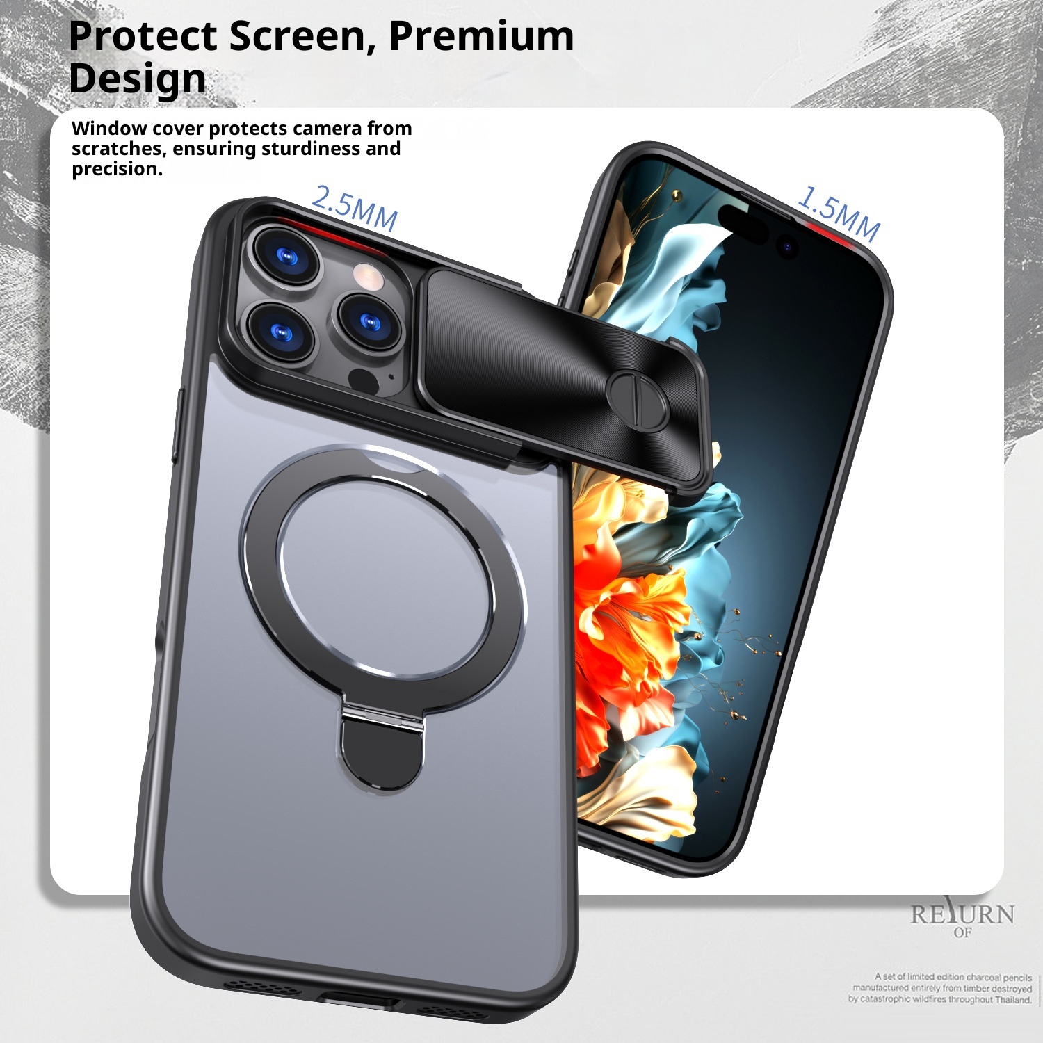 TechGlobe Kompatible Schutzhülle für iPhone 16E: Außergewöhnliche Pop-up-Schutzhülle mit magnetischem Ladeständer und stoßfestem Schutz._voghion.com