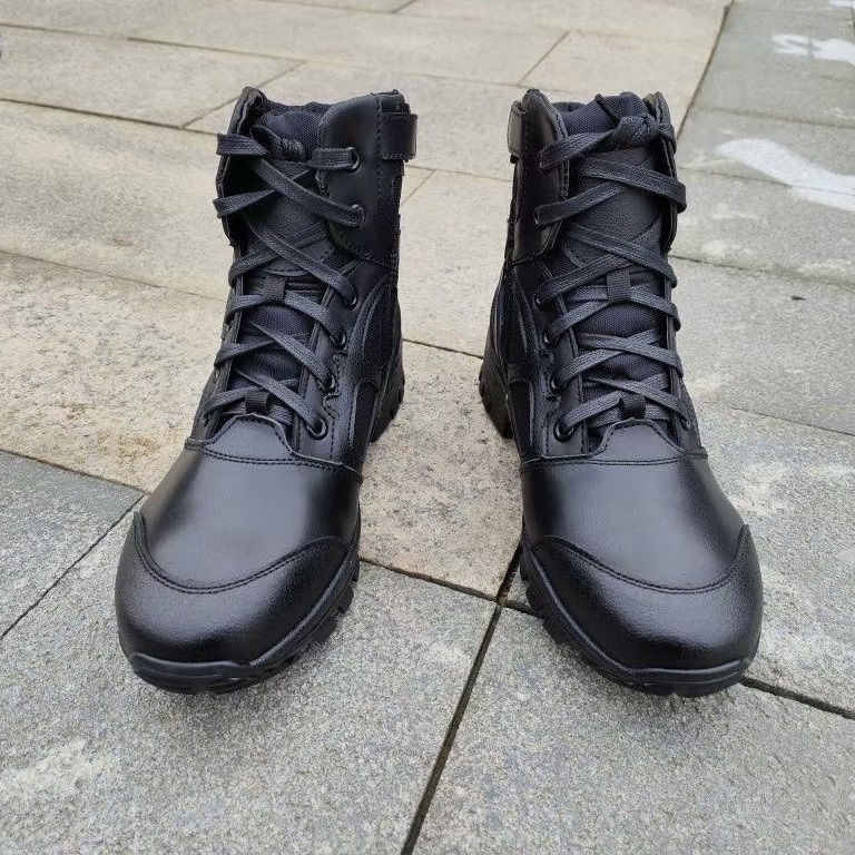 ShoeGlobe Scarpe da arrampicata alte in vera pelle, impermeabili, antiscivolo, resistenti all'usura, ultraleggere, da combattimento, con cerniera, per attività all'aperto_voghion.com