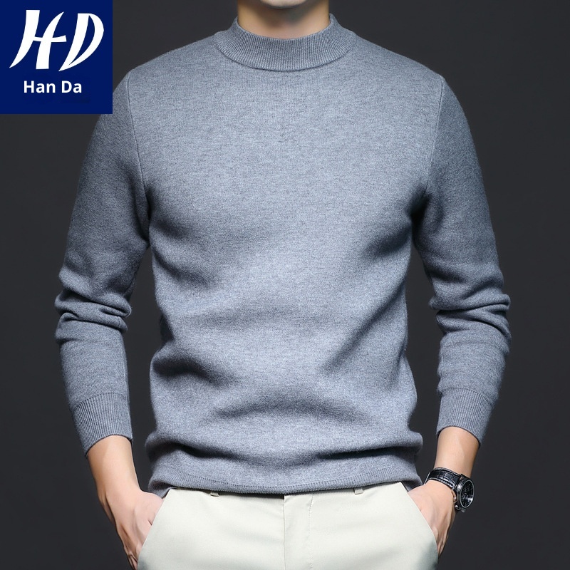 1 Factory Direct New Autumn Solid Color Half Turtleneck Slim Fit Sweater For Men Youth Base Shirt Men's Clothing_voghion.com