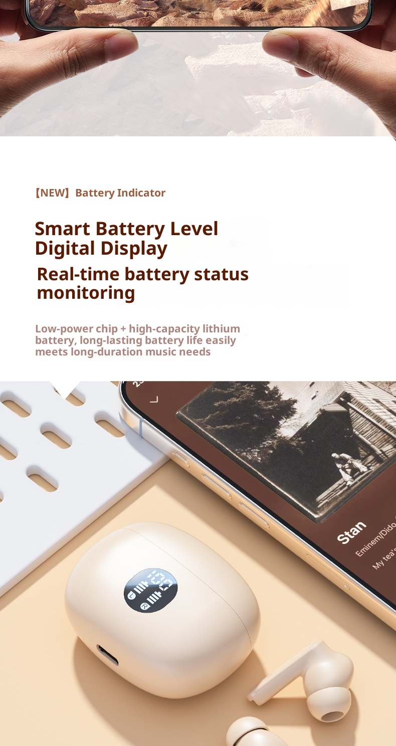 3c 2025 New Model 895B Bluetooth With Digital Display S510 Wireless High-Quality Sound Low Latency Gaming Earphones_voghion.com