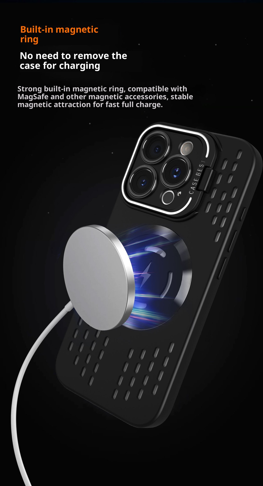 TechGlobe Lightning CD Pattern compatibile con 16 telefoni con supporto invisibile per iPhone 14, custodia morbida in silicone magnetica per iPhone 15 Pro Max_voghion.com