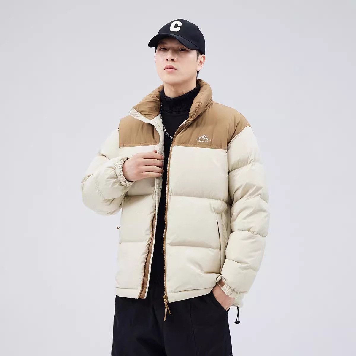 boy New Trendy Brand Winter Thickened Warm Short Japanese Retro Solid Color Loose White Duck Down Jacket Men's Clothing_voghion.com