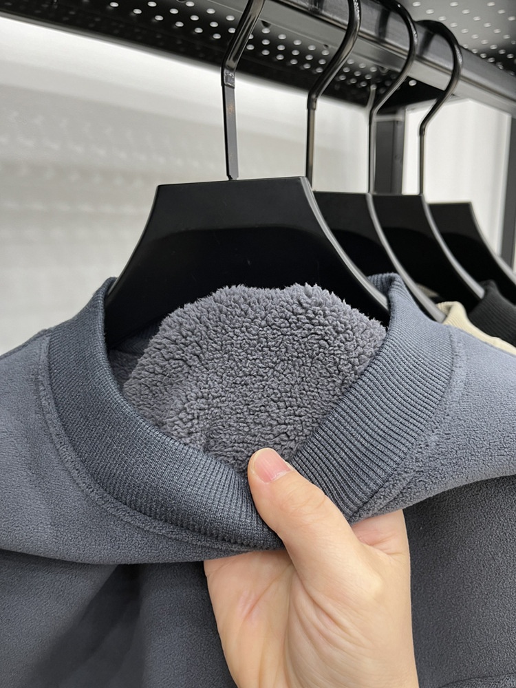 Felpa invernale da uomo con fodera in pile autoriscaldante, spessa, antifreddo, con scollo rotondo, [lana di alpaca] Bestseller_voghion.com