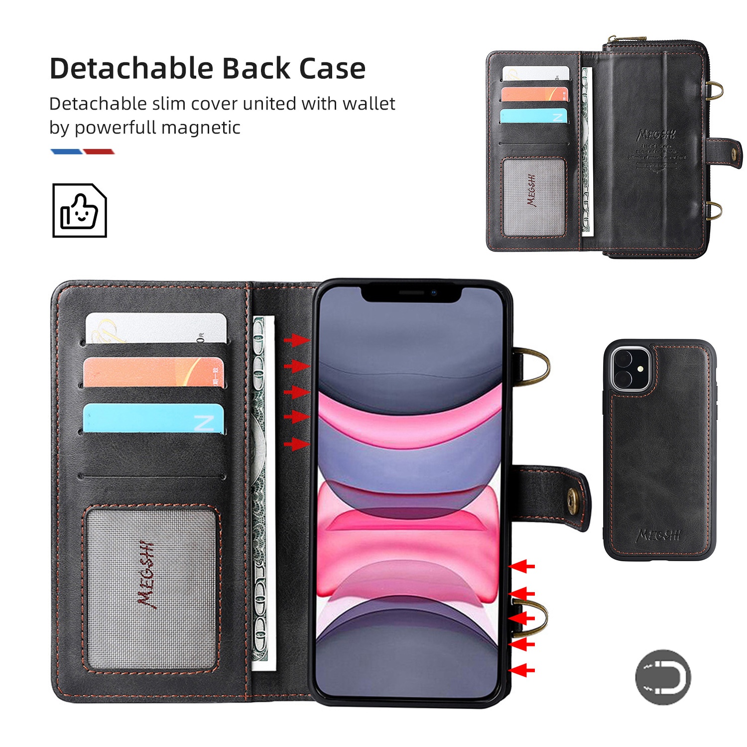 TechGlobe TechGlobe Bestseller 15ProMax Handyhülle aus Leder mit diagonalem Kreuzdesign, passend für iPhone 15, multifunktionale Brieftaschen-Handyhülle S23U_voghion.com
