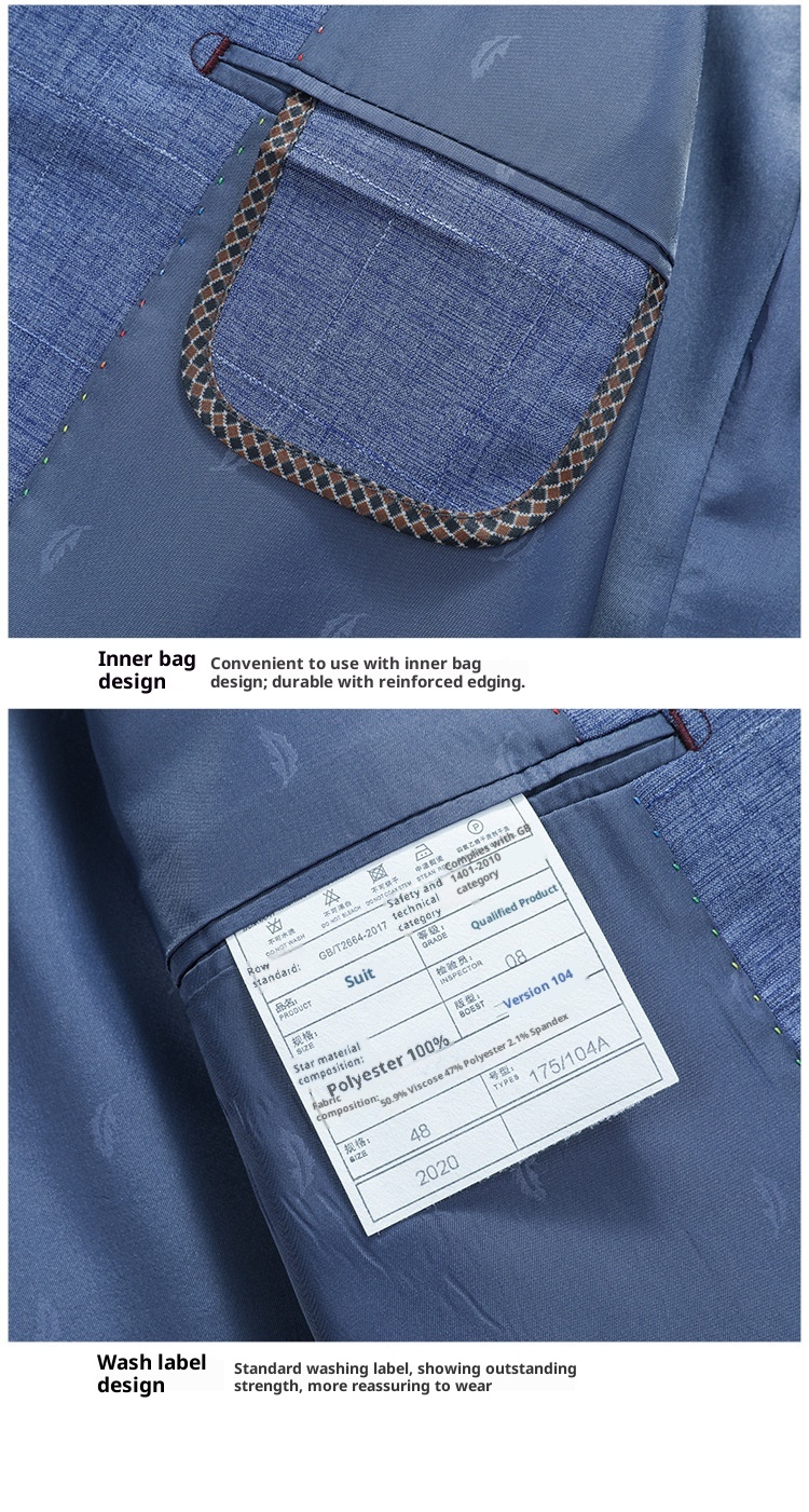 1 Laisibert Primavera Autunno Plaid Stile Coreano Slim Fit Piccolo Abito Uomo Casual Giacca Blu_voghion.com