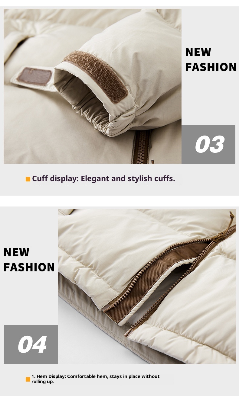 boy New Trendy Brand Winter Thickened Warm Short Japanese Retro Solid Color Loose White Duck Down Jacket Men's Clothing_voghion.com