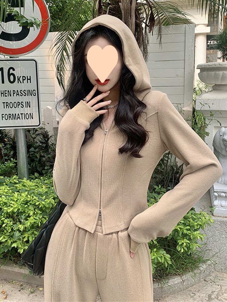 001 Women's Sports Suit Spring Autumn Trendy Student Korean Style Loose Slimming Fashionable Internet Celebrity Casual_desvips.com