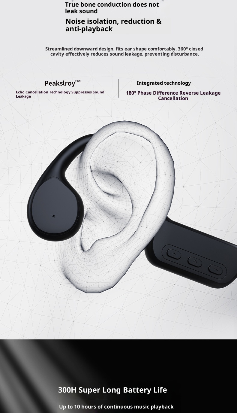 3c X7 Bone Conduction Wireless Non-In-Ear Sports Running Waterproof Over-Ear Bluetooth 5.3 Earphones_voghion.com