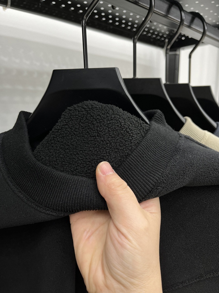 Felpa invernale da uomo con fodera in pile autoriscaldante, spessa, antifreddo, con scollo rotondo, [lana di alpaca] Bestseller_voghion.com