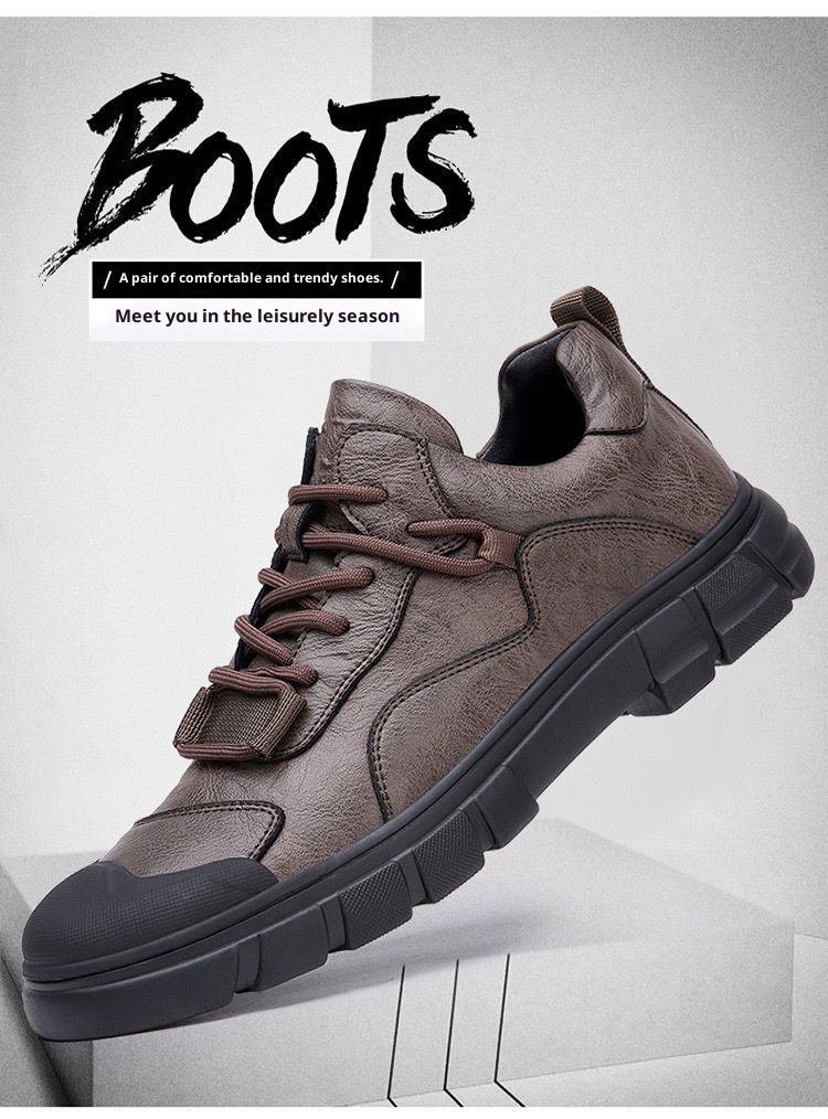 ShoeGlobe 2025 Spring New Men's Casual Men Genuine Leather Versatile Waterproof Non-Slip Outdoor Sports Work Hiking Shoes_voghion.com