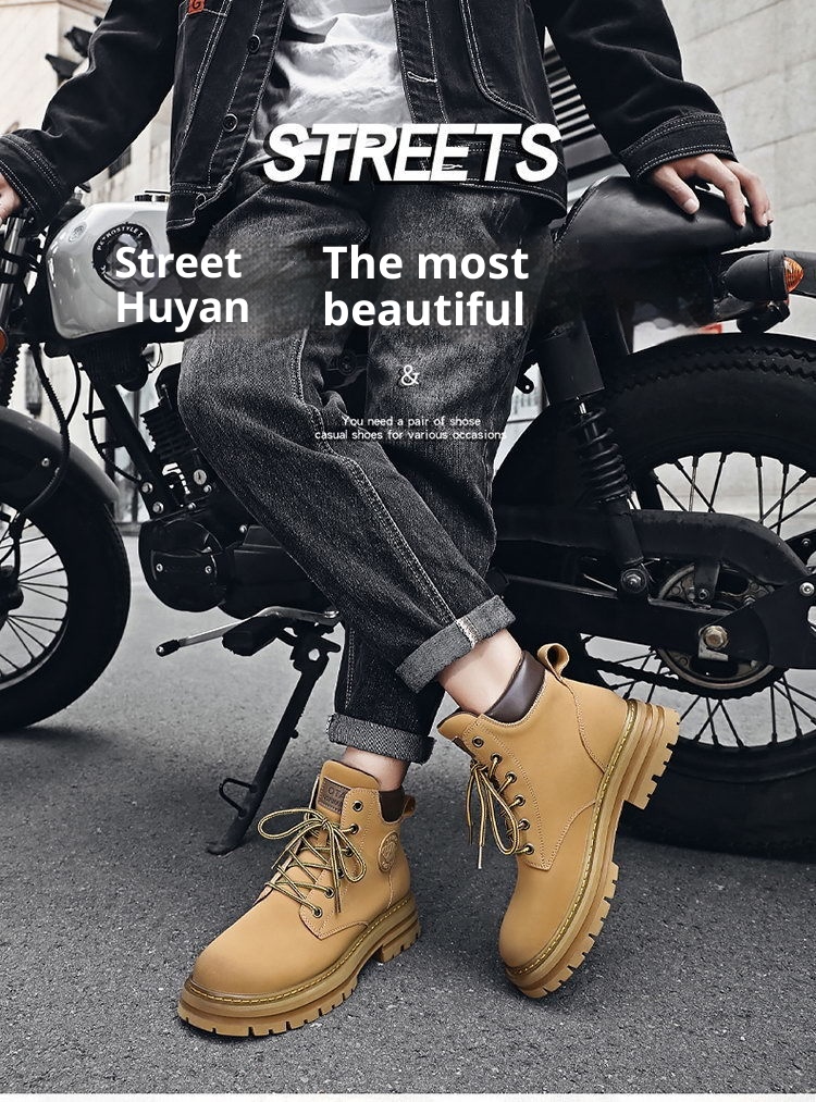 ShoeGlobe Men's Safety Shoes Winter Construction Site Wear-Resistant Work Martin Boots Waterproof Non-Slip Hiking Sports Autumn_voghion.com