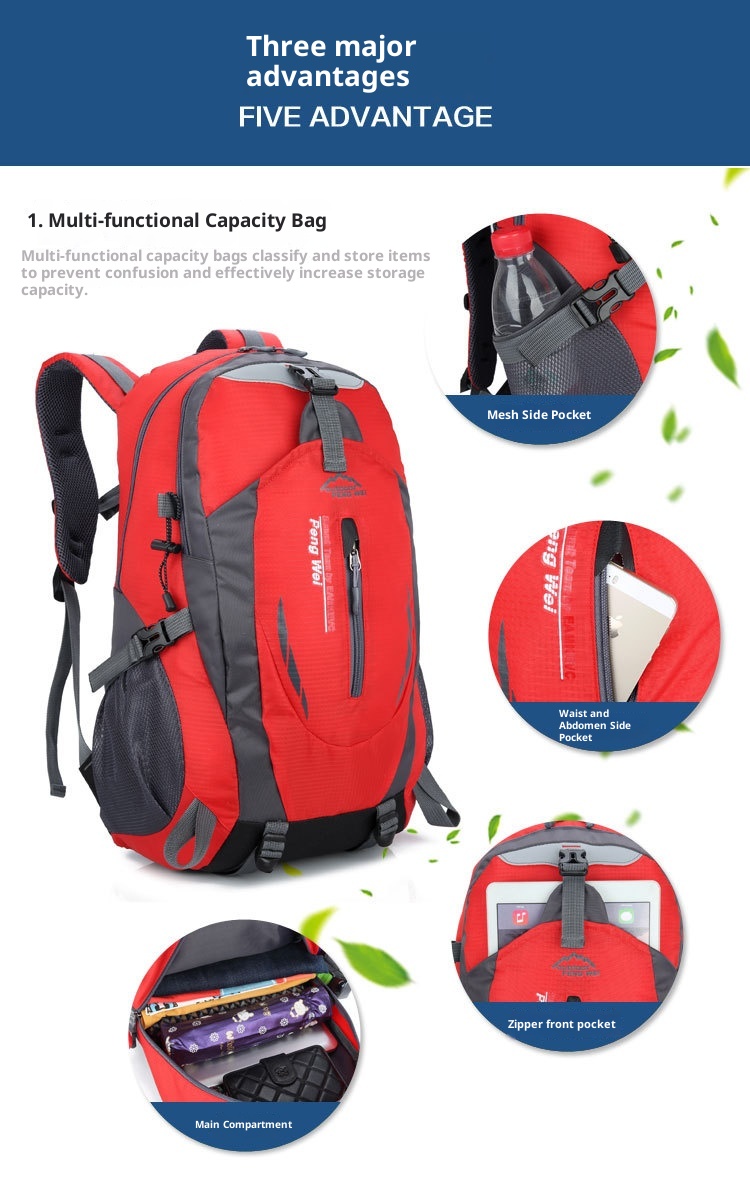 ActiveGo Pengwei Men's Backpack School Outdoor Sports Hiking Bag Water-Resistant Casual Trekking Portable Large Capacity_voghion.com