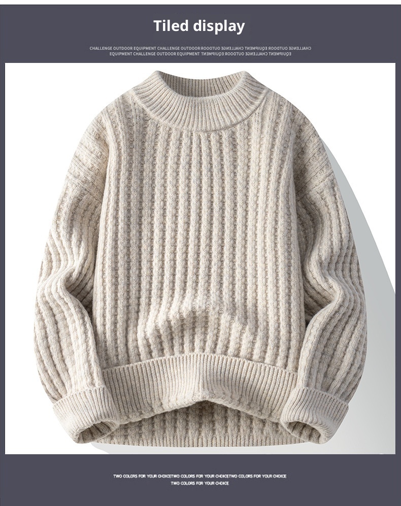 1 2025 Inverno Uomo Versione Coreana Largo Trendy Personalità Ins Maglione Lavorato a Maglia Base Ispessita Abbigliamento_voghion.com