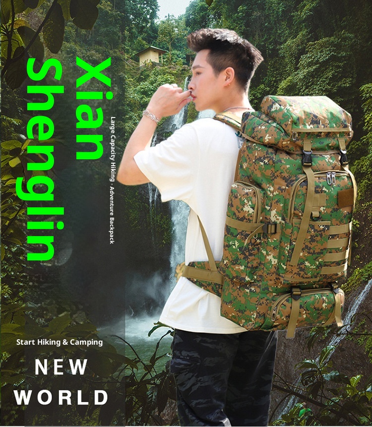 ActiveGo New 80L Tactical Camouflage Outdoor Hiking Large Capacity Waterproof Mountaineering Backpack Men Camping Travel Bag_voghion.com