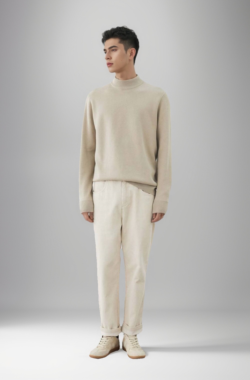 1 Maglione da uomo tinta unita 2025 Autunno Inverno Nuovo foderato in pile ispessito caldo collo medio maglietta base nera top alla moda_voghion.com