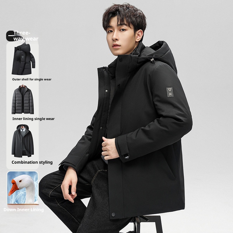 boy 3-in-1 Jacket With Detachable Inner Liner For Men, Autumn And Winter Goose Jacket, Outdoor Warm Down Coat_voghion.com