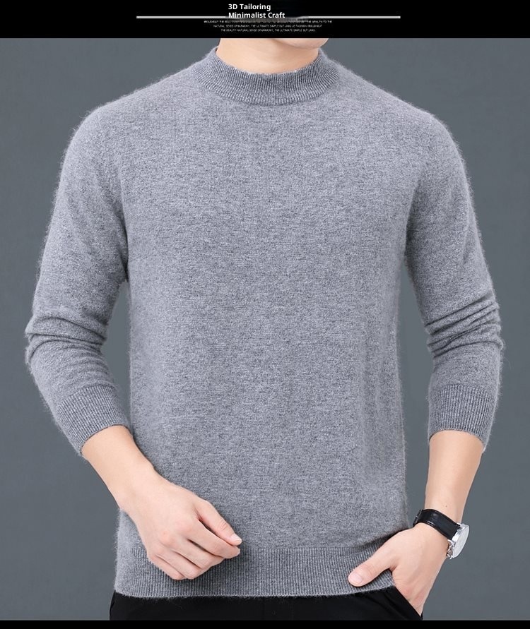 1 autentico maglione in pura lana ispessita per uomo, maglione a collo alto, strato di base per la mezza età, maglione da papà_voghion.com