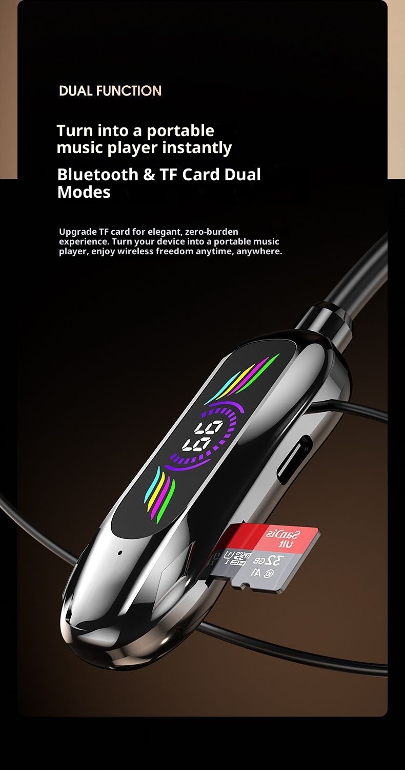 3c 2025 Nuovi auricolari wireless Bluetooth con archetto da collo e display digitale, batteria a lunga durata, auricolari da appendere al collo con funzione di ritorno auricolare_voghion.com