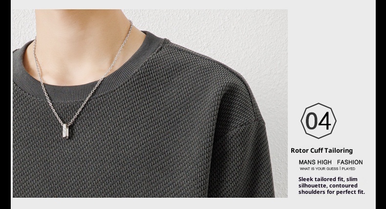 boy Autumn Winter New Thickened Crew Neck Youth Waffle Men's Loose Pullover Long Sleeve Sweatshirt Wholesale_voghion.com