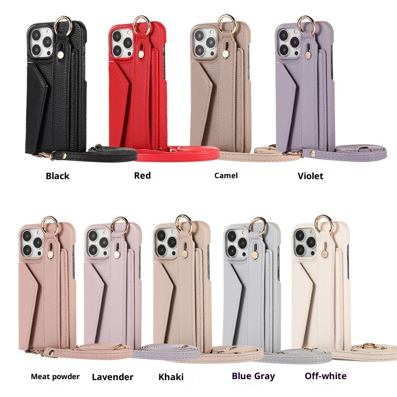 TechGlobe TechGlobe Compatible IPhone 13 Wrist Litchi Pattern Coin Purse 14 Pro Max Case_voghion.com