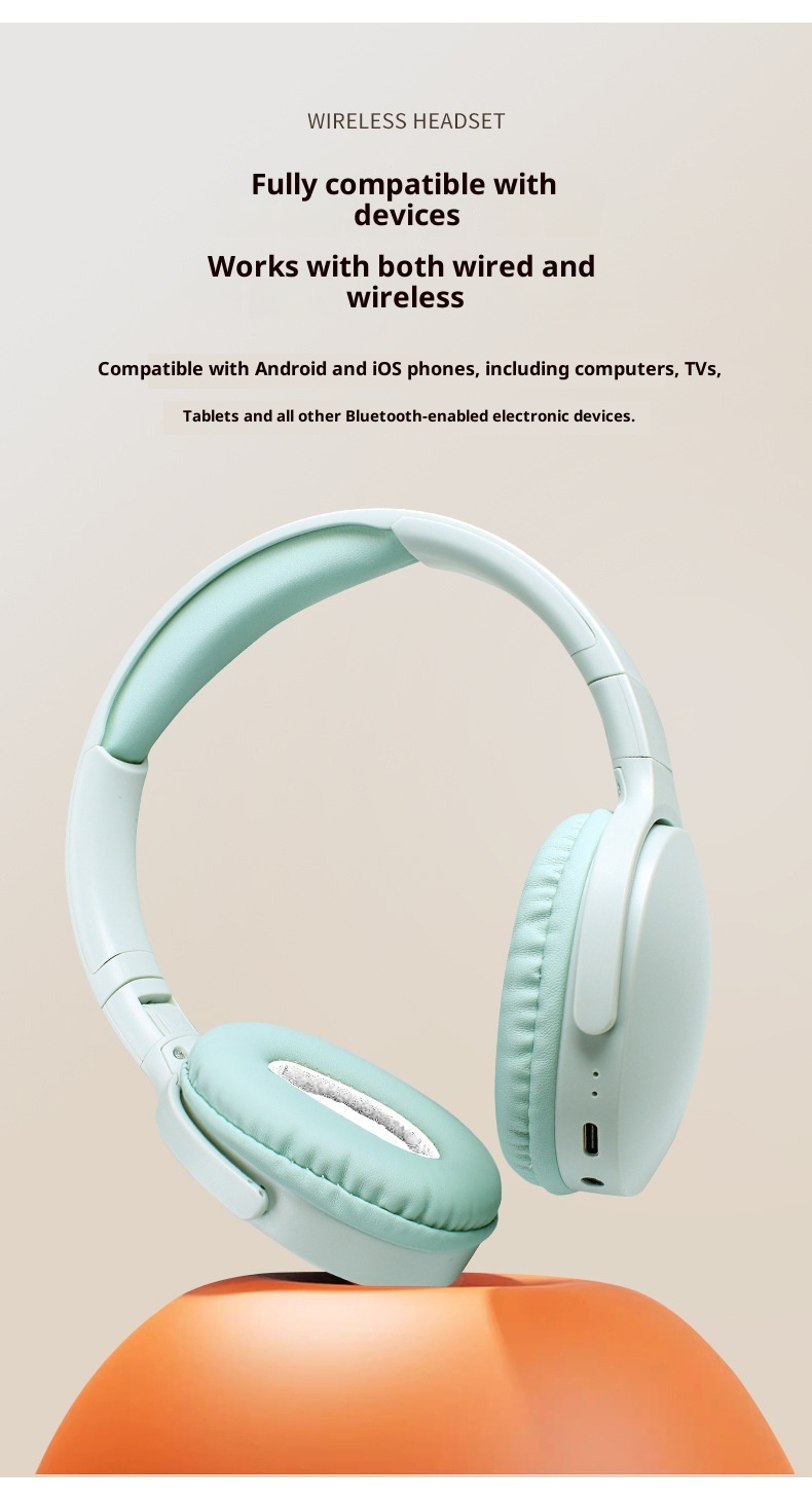3c 2961 Over-Ear Bluetooth Headphones Heavy Bass Long Battery Life Wireless Full Ear Cushion Stereo Gaming Low Latency_voghion.com