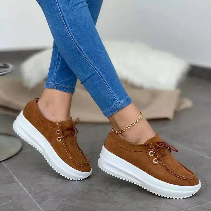 Chaussures de sport décontractées pour femmes, grandes tailles, à lacets, semelle épaisse, style européen et américain, pour le printemps et le commerce extérieur._voghion.com