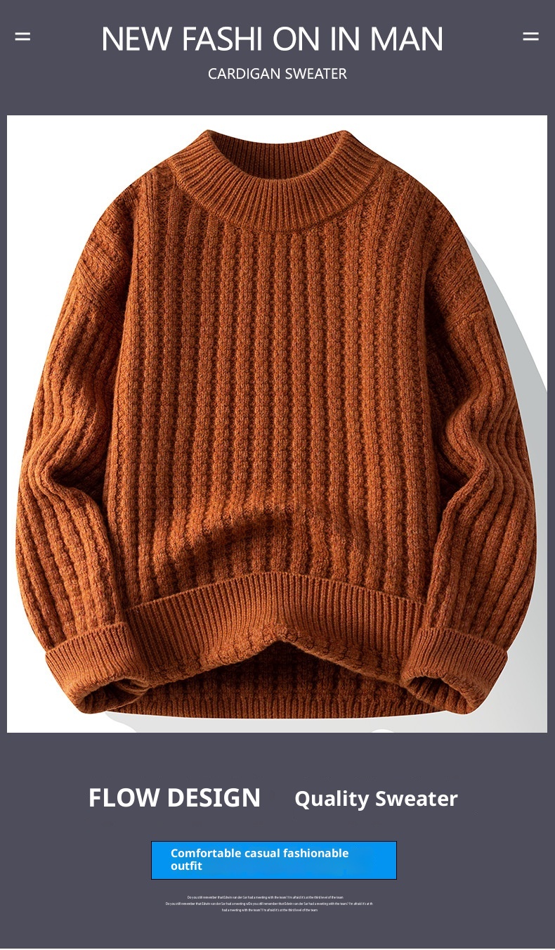 1 2025 Inverno Uomo Versione Coreana Largo Trendy Personalità Ins Maglione Lavorato a Maglia Base Ispessita Abbigliamento_voghion.com