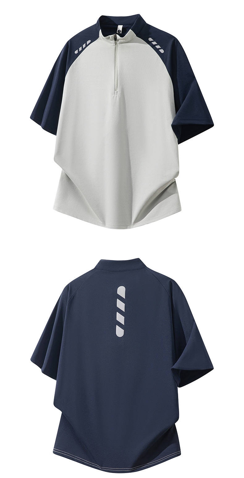 boy Boy Half-Zip Outdoor Sports Long Sleeve Quick-Dry Autumn Sun Protection Reflective Men's Running Fitness Basketball Shirt_voghion.com