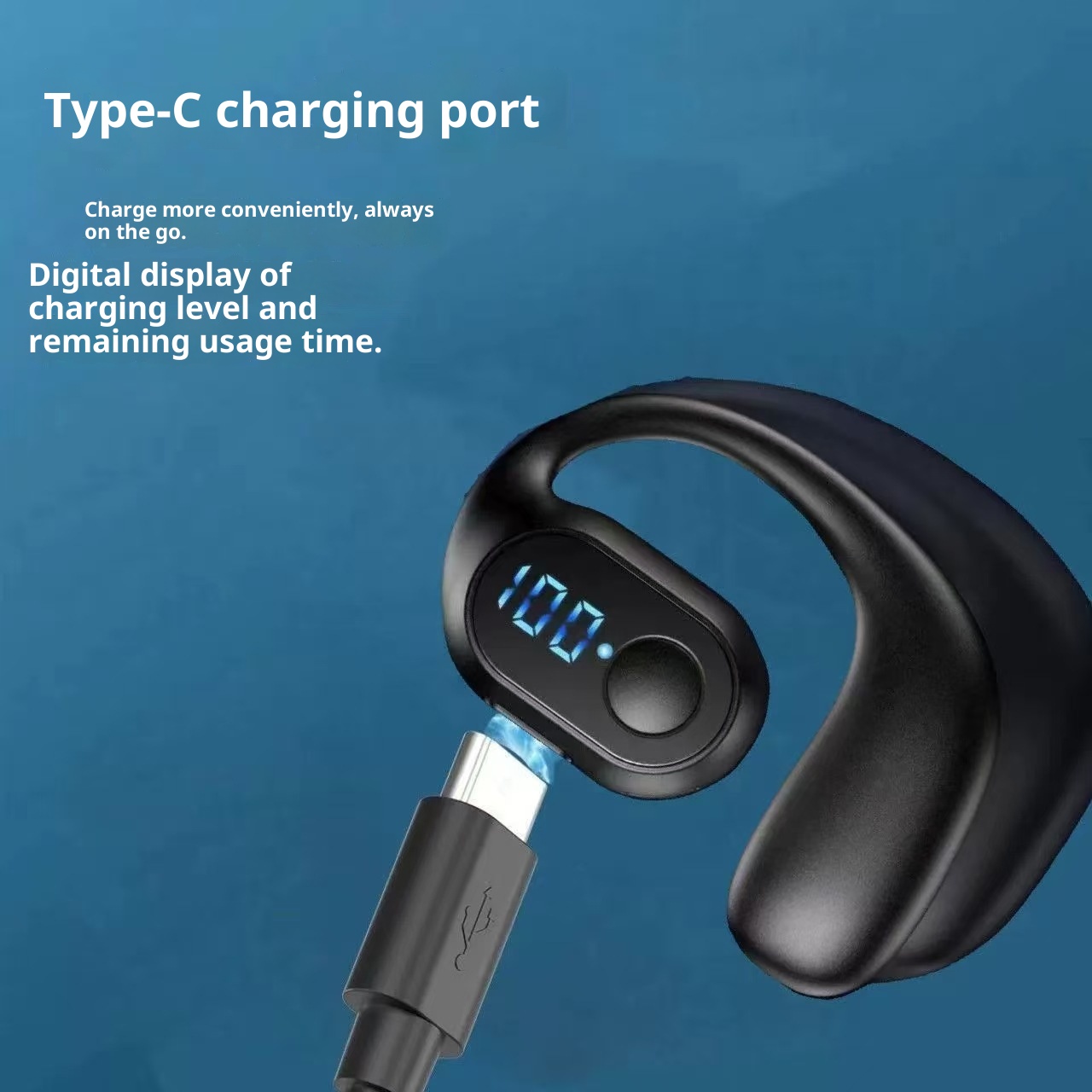 3c Huaqiangbei Auricolare Bluetooth a conduzione ossea F1 Auricolari con gancio auricolare, senza fili, batteria a lunghissima durata_voghion.com