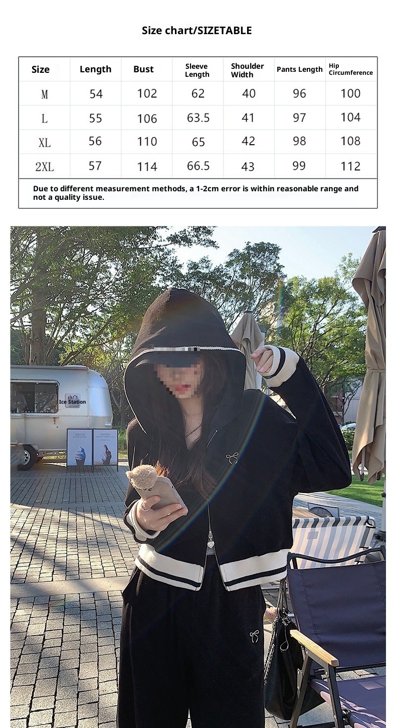 001 Modieus sportpak voor dames, lente en herfst, Koreaanse stijl, losse hoodie met capuchon, casual tweedelig setje_voghion.com