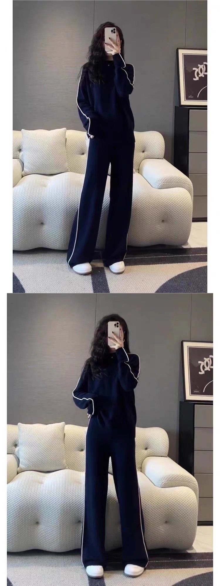 001 Salt Style Streetwear Trainingspak Dames, Losse Koreaanse Modieuze Sweatshirt, Casual Tweedelige Set Voor Lente En Herfst,_voghion.com