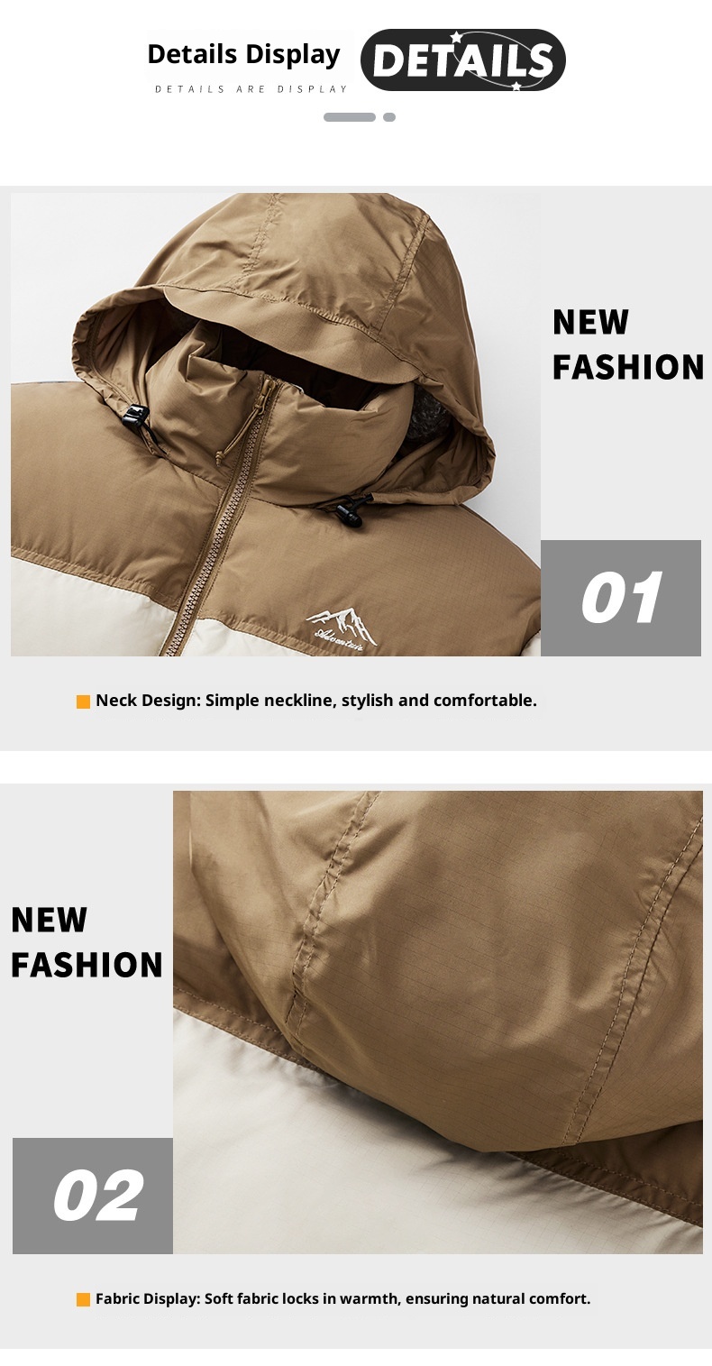 boy New Trendy Brand Winter Thickened Warm Short Japanese Retro Solid Color Loose White Duck Down Jacket Men's Clothing_voghion.com