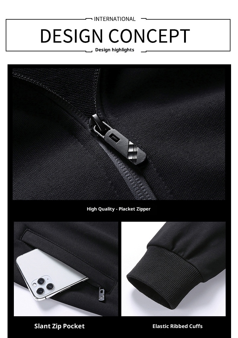 001 New Sports Men Spring Autumn Sweatshirt Straight Pants Running Casual Two-piece Set Plus Size Cardigan Suit Customized_voghion.com