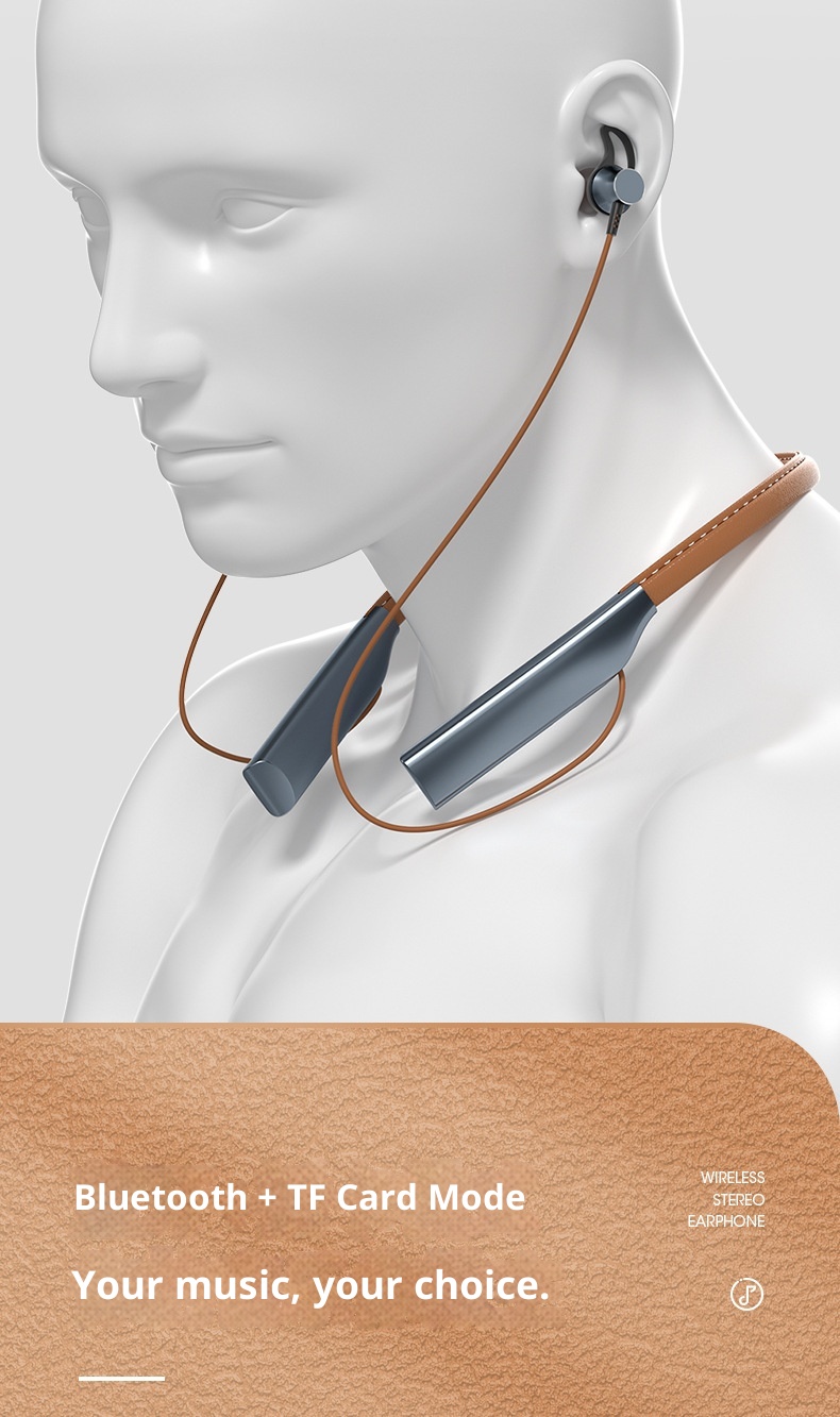 Auricolari Bluetooth wireless in-ear in metallo con archetto da collo in pelle di alta qualità 3c, ricarica ultraveloce, batteria a lunga durata per il gioco_voghion.com