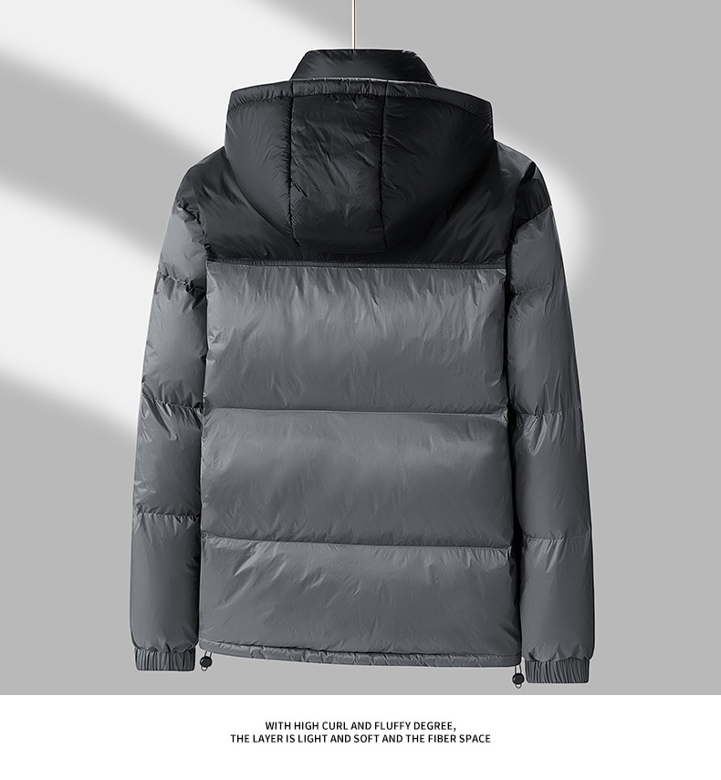 boy Winter New Men's Korean Style Color-Block Hooded Thickened Warm 90 White Goose Down Jacket Trendy Couple Cold-Resistant_voghion.com