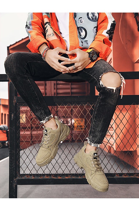 ShoeGlobe Herren Martin Boots Sommer Neu Dicke Sohle Höhenvergrößerung Wasserdicht Rutschfest Freizeit Sport Wandern Arbeit Sicherheit Trendy_voghion.com