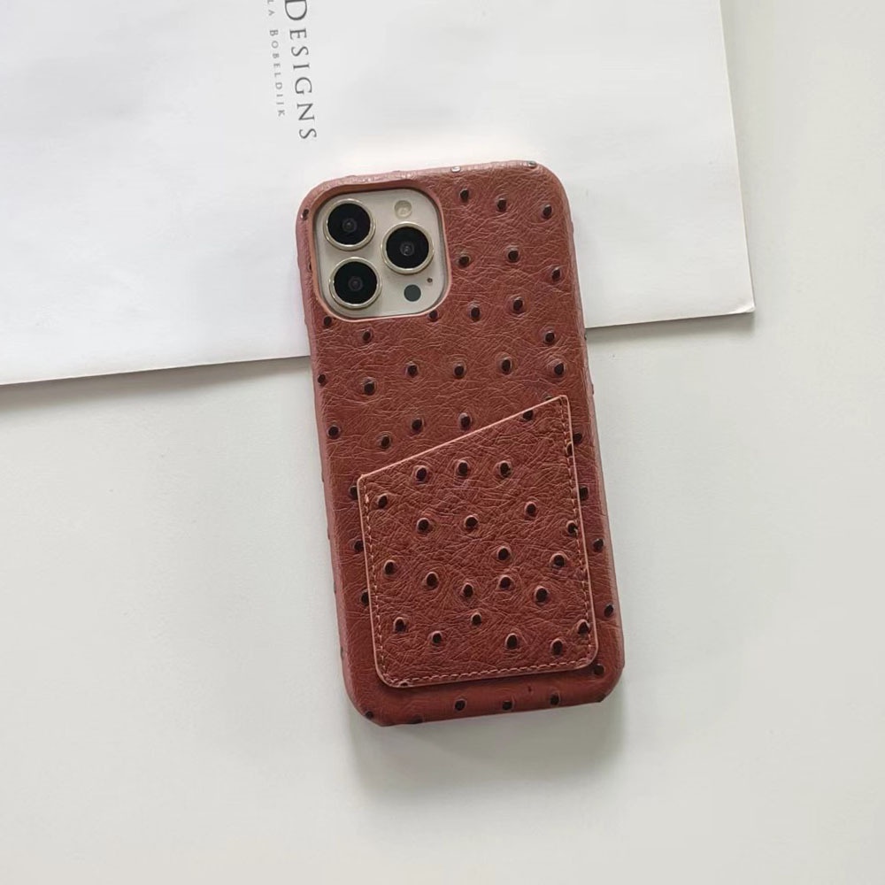 TechGlobe Ostrich Pattern Compatible With 15/14/16e Coin Card Holder 16promax17pro Phone Case Heat Dissipation Upgrade_voghion.com