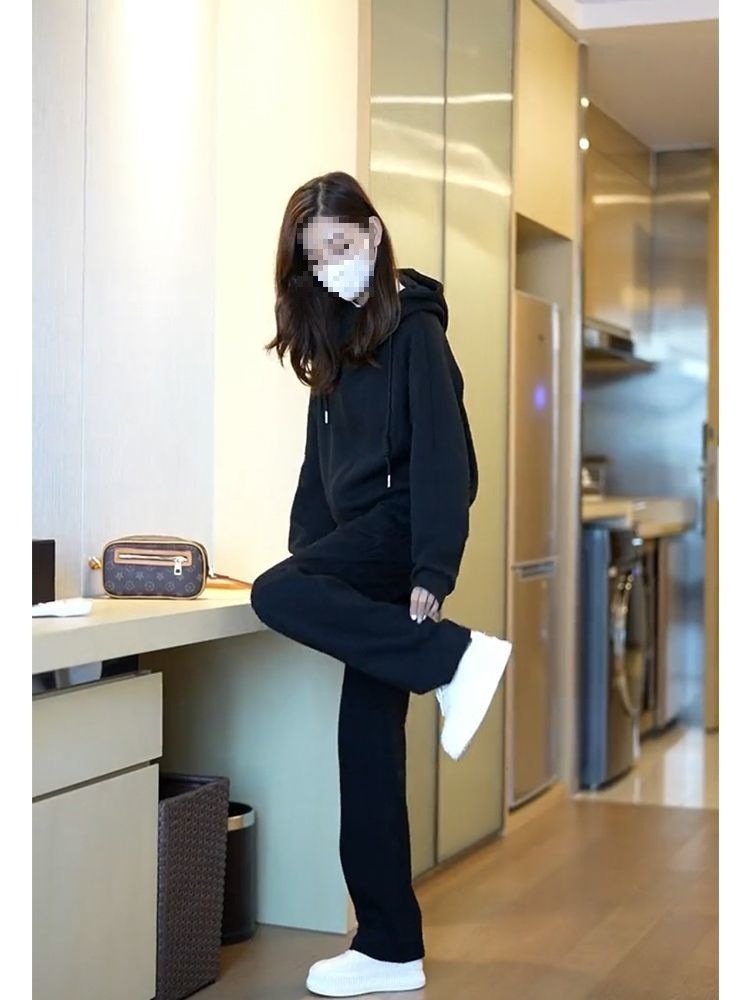 001 Abbigliamento sportivo per donna Primavera e autunno Studente stile coreano felpa casual due pezzi allentata e dimagrante alla moda da corsa_voghion.com