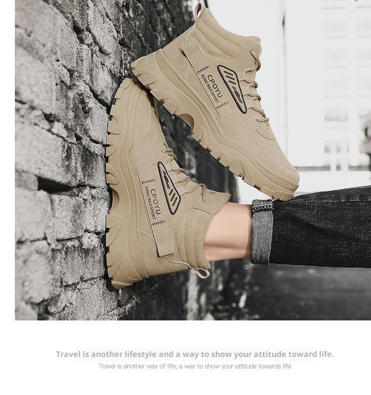 ShoeGlobe Martin Spring da uomo, stivali da trekking alti, impermeabili, antiscivolo, da lavoro e da esterno, con suola spessa e altezza maggiorata_voghion.com