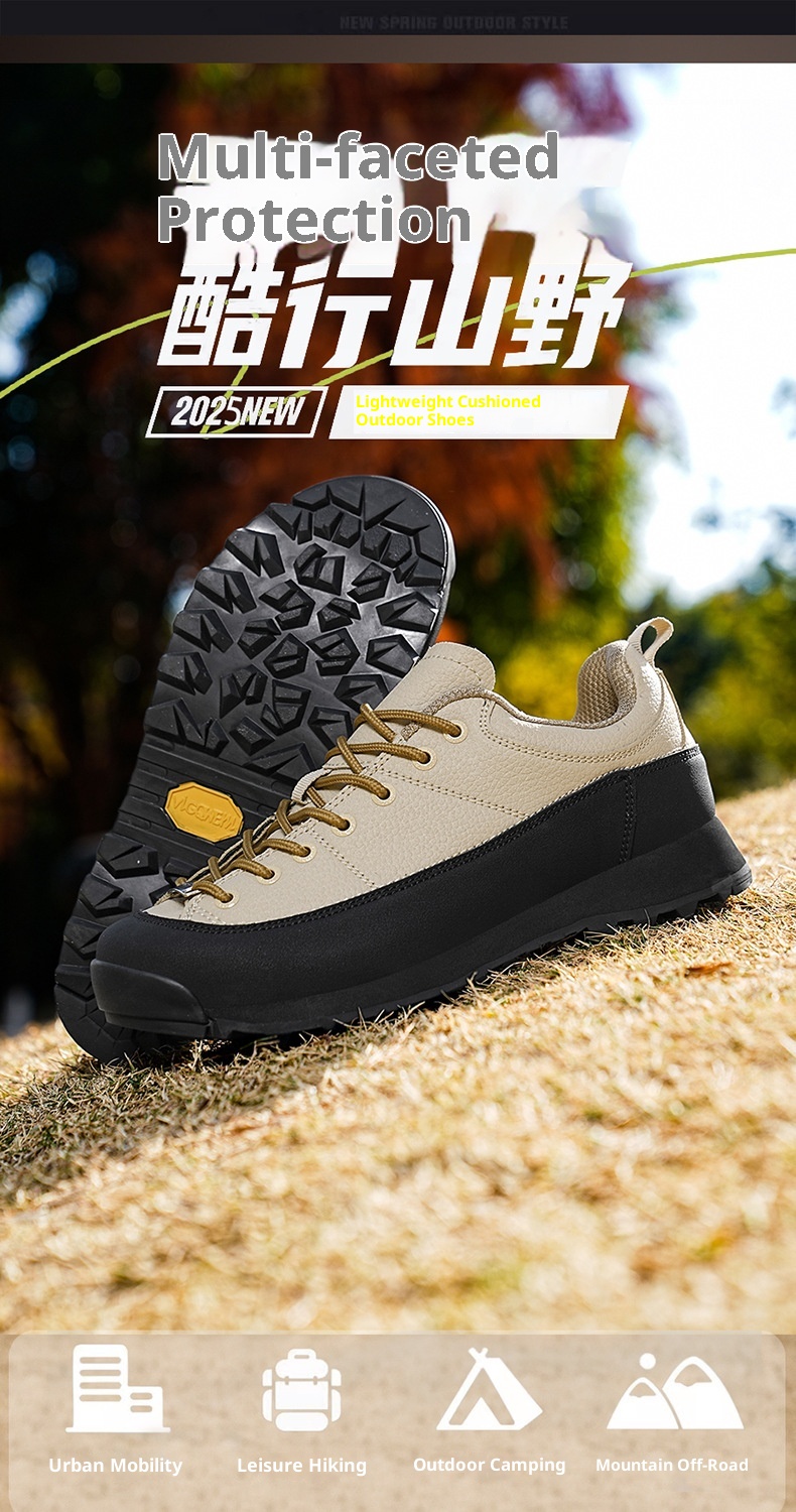 ShoeGlobe Monaco Scarpe basse da uomo in pelle per escursioni, campeggio, outdoor, impermeabili, antiscivolo, per sport di montagna_voghion.com