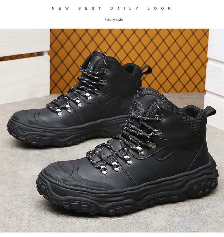 ShoeGlobe Men's Hiking Autumn Winter Outdoor Sports Casual Warm Construction Site Non-Slip Wear-Resistant Work Waterproof Trendy_voghion.com