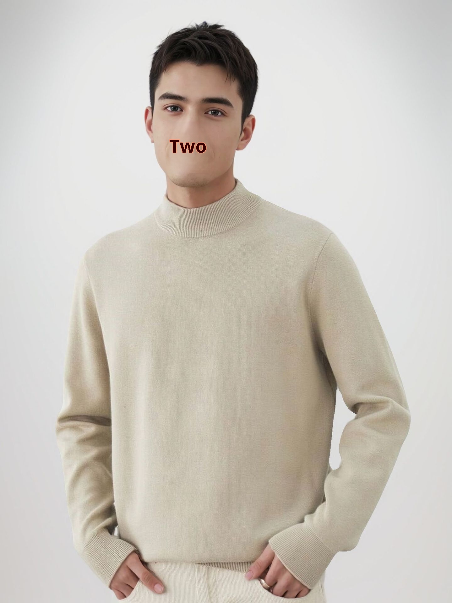 1 Maglione da uomo tinta unita 2025 Autunno Inverno Nuovo foderato in pile ispessito caldo collo medio maglietta base nera top alla moda_voghion.com