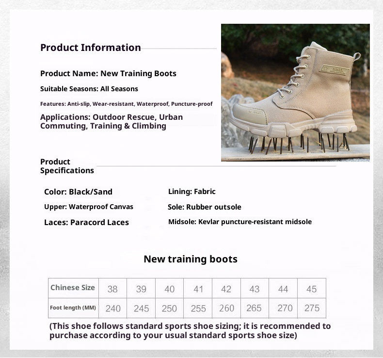 ShoeGlobe Outdoor Ultra-Light Waterproof Puncture-Resistant Training Boots For Men, Non-Slip, Windproof, Sandproof Desert Boots,_voghion.com