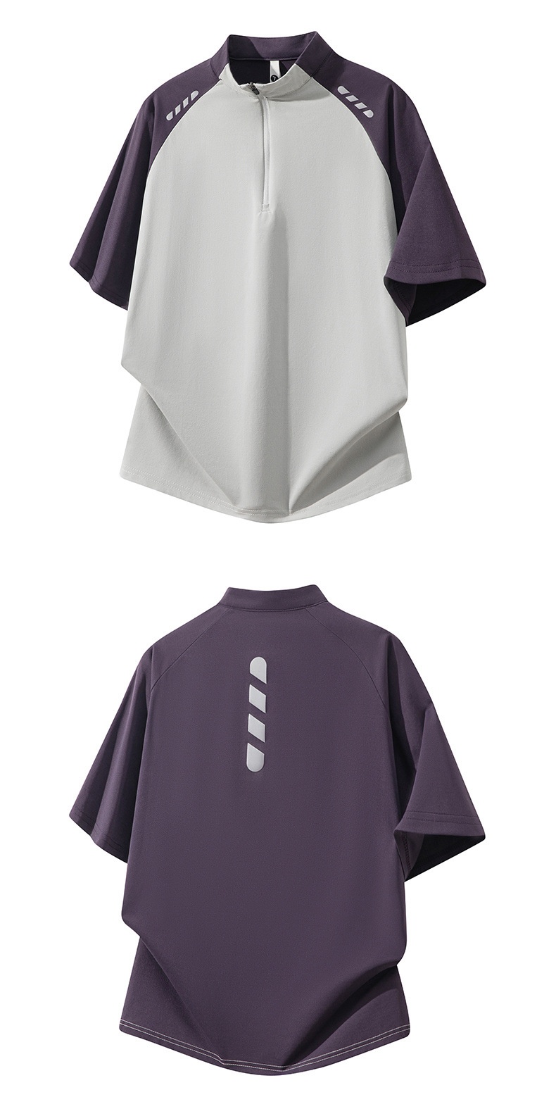 boy Boy Half-Zip Outdoor Sports Long Sleeve Quick-Dry Autumn Sun Protection Reflective Men's Running Fitness Basketball Shirt_voghion.com