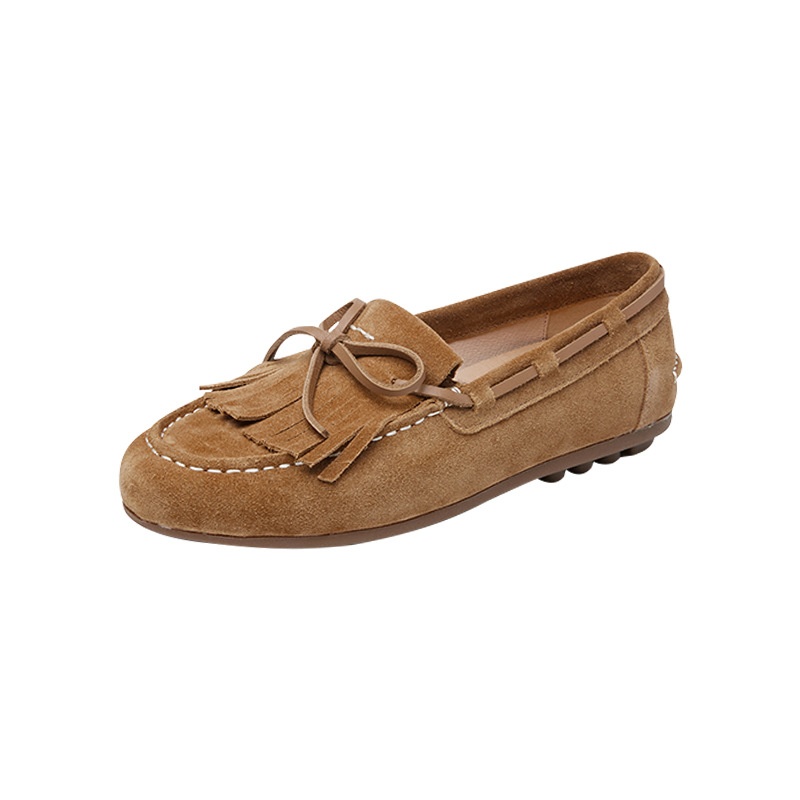 OZZEG 2025 Spring New Comfortable Versatile Casual Genuine Leather Women's Loafers Tassel Single Shoes 25C06_voghion.com