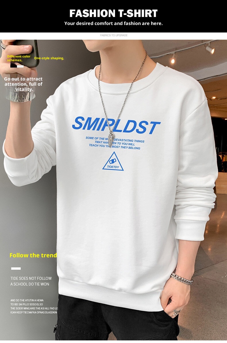 Garçon Nouveaux vêtements d'automne printemps T-shirt à manches longues Chemise de base Pull à col rond pour homme_voghion.com